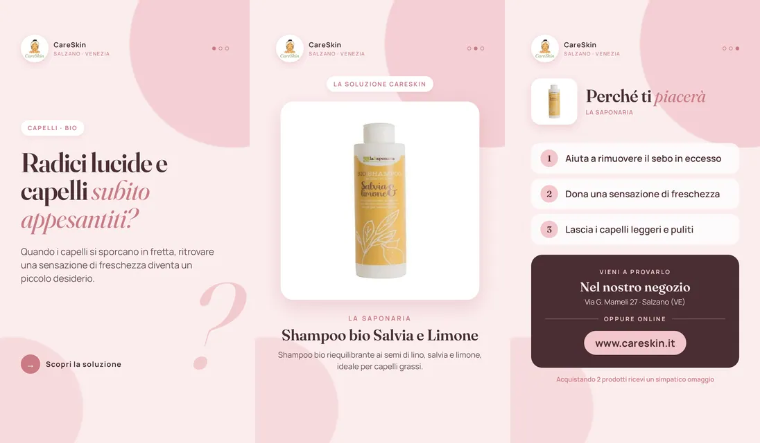 Le 3 storie di La Saponaria Shampoo bio Salvia e Limone