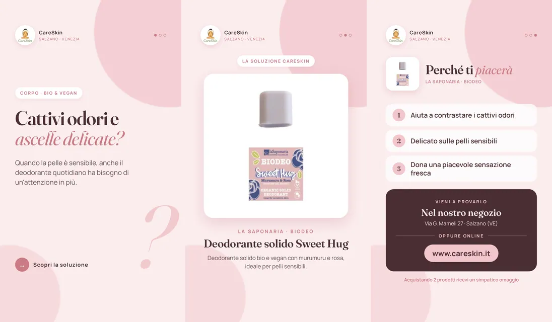 Le 3 storie di La Saponaria · BIODEO Deodorante solido Sweet Hug