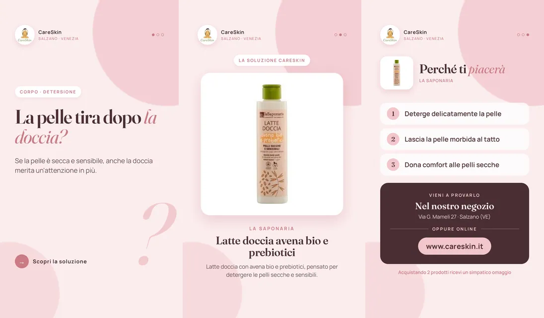 Le 3 storie di La Saponaria Latte doccia avena bio e prebiotici