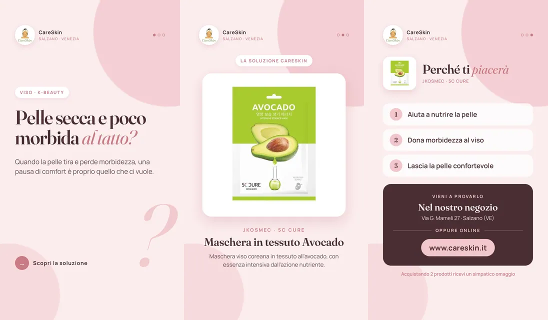 Le 3 storie di Jkosmec · 5C Cure Maschera in tessuto Avocado