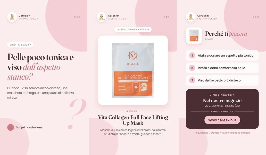 Le 3 storie di Revcell Vita Collagen Full Face Lifting Up Mask