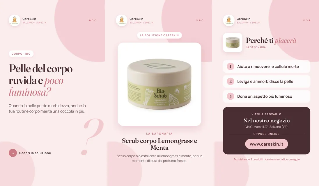 Le 3 storie di La Saponaria Scrub corpo Lemongrass e Menta