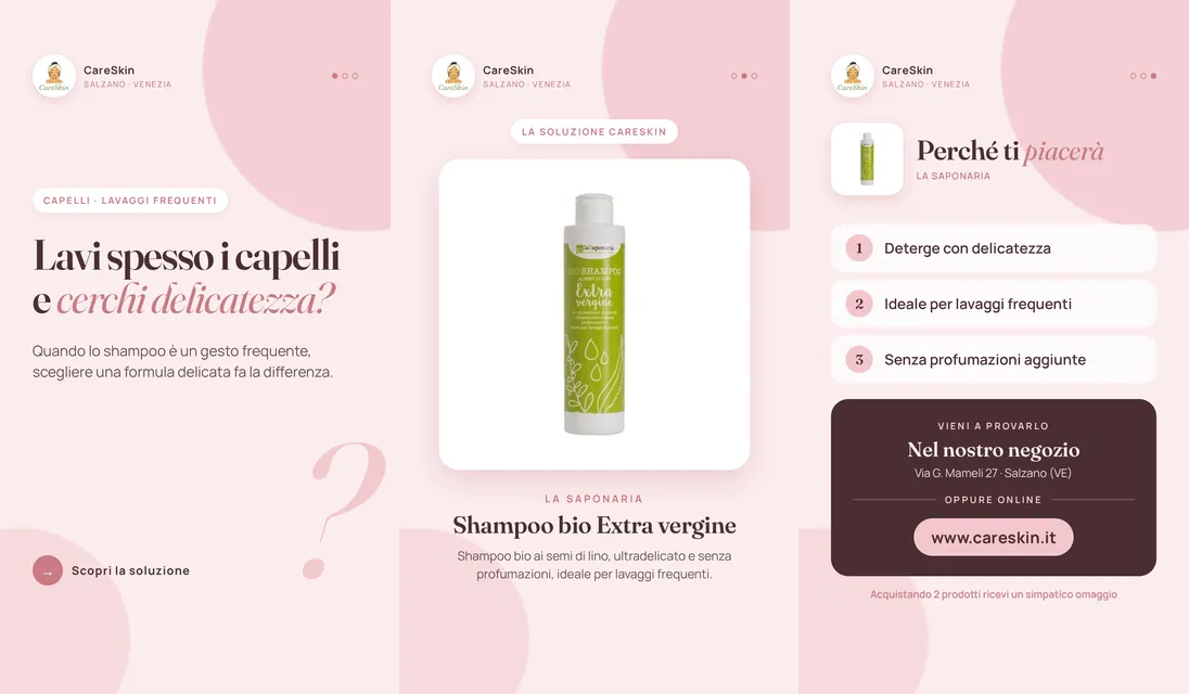 Le 3 storie di La Saponaria Shampoo bio Extra vergine