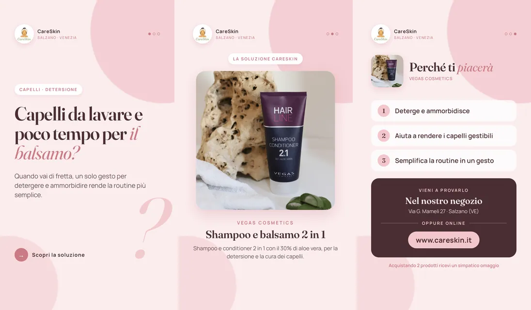 Le 3 storie di Vegas Cosmetics Shampoo e balsamo 2 in 1