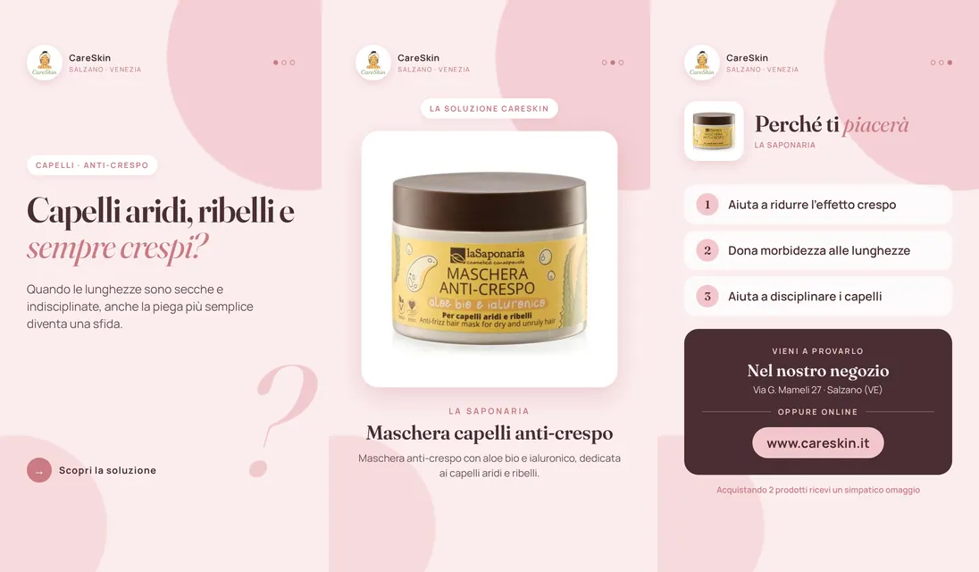 Le 3 storie di La Saponaria Maschera capelli anti-crespo
