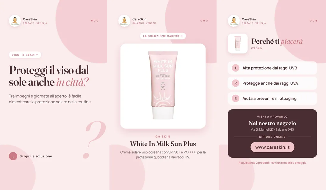 Le 3 storie di G9 Skin White In Milk Sun Plus