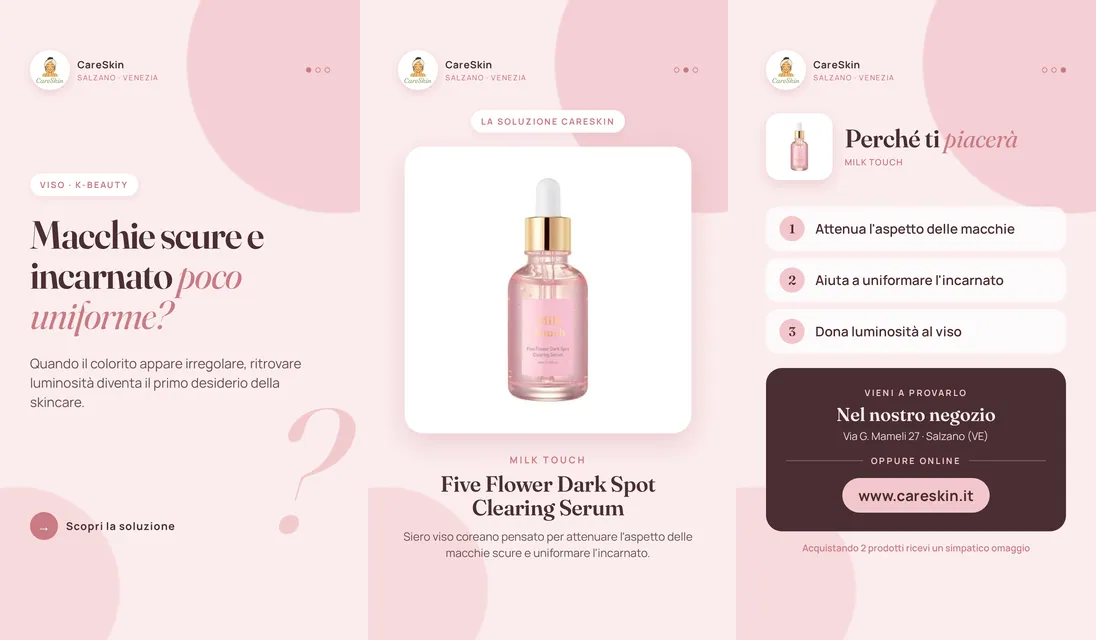 Le 3 storie di Milk Touch Five Flower Dark Spot Clearing Serum