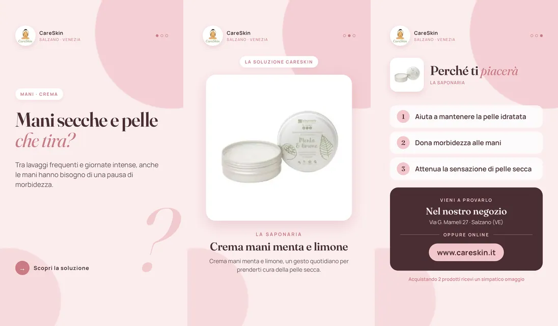 Le 3 storie di La Saponaria Crema mani menta e limone