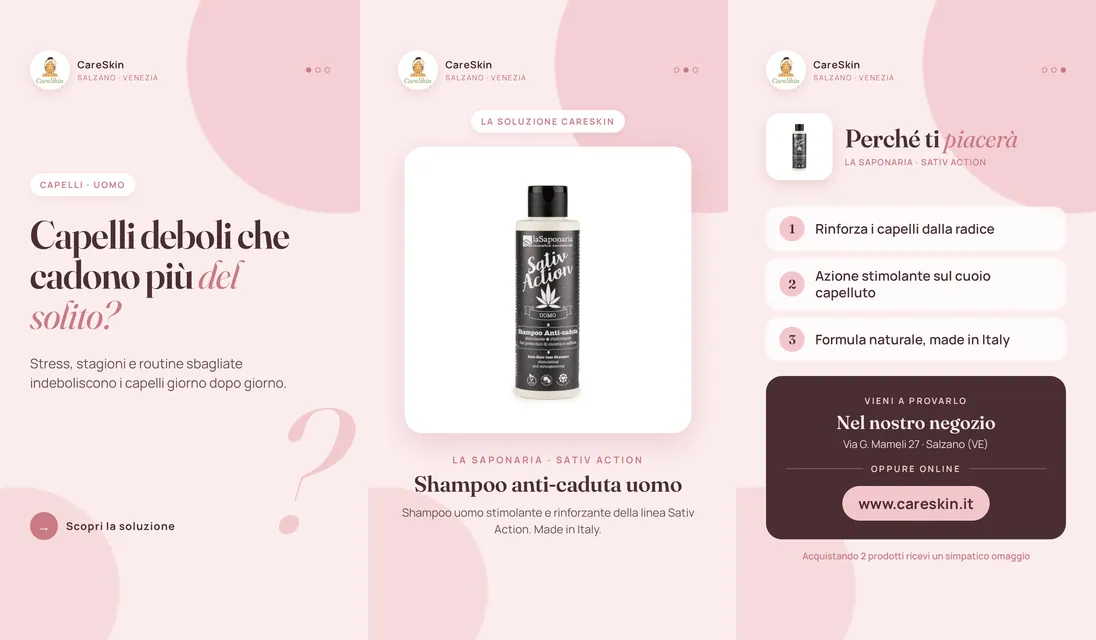 Le 3 storie di La Saponaria · Sativ Action Shampoo anti-caduta uomo