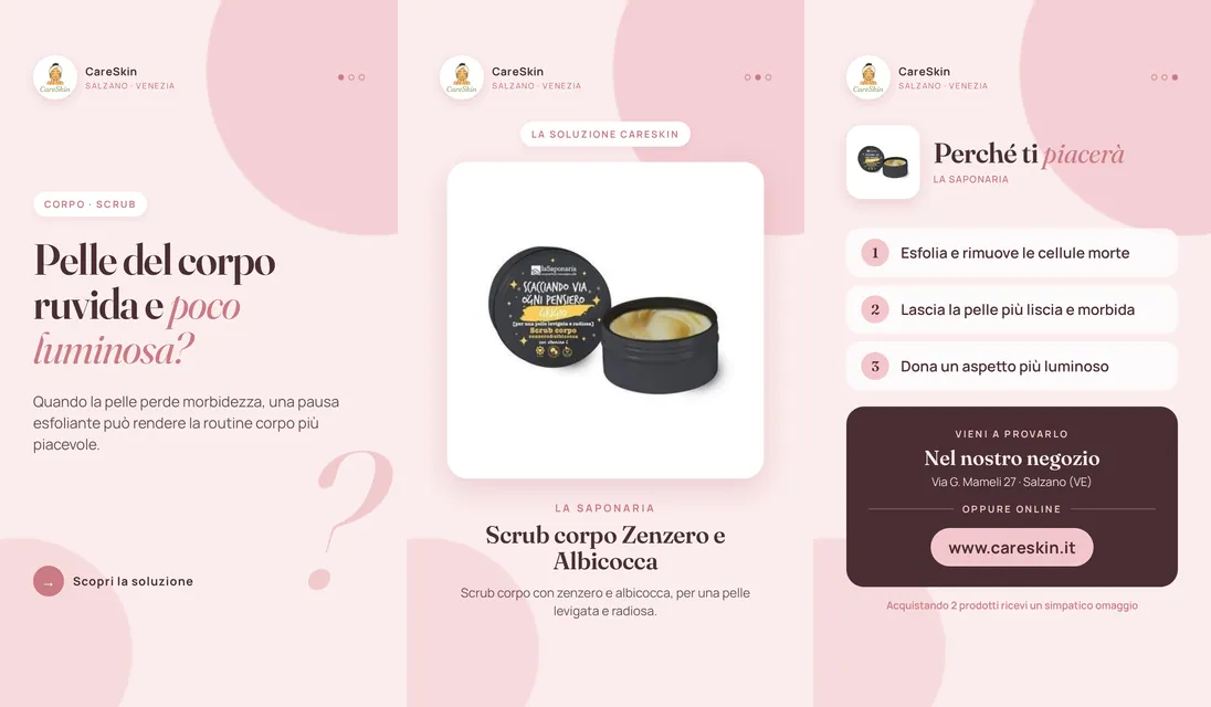 Le 3 storie di La Saponaria Scrub corpo Zenzero e Albicocca