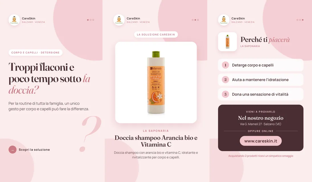 Le 3 storie di La Saponaria Doccia shampoo Arancia bio e Vitamina C