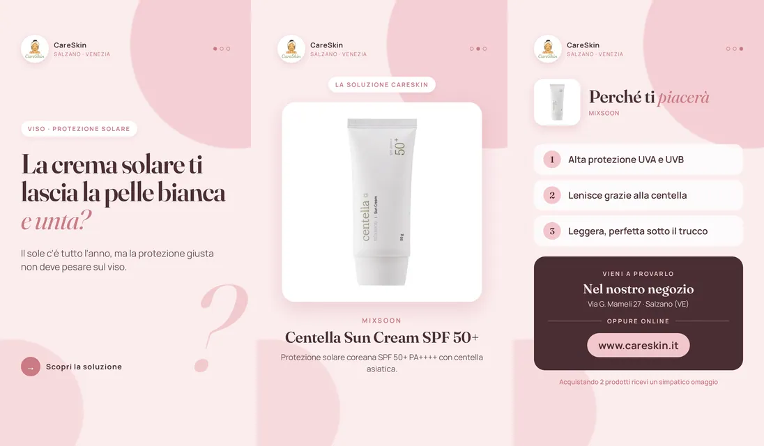 Le 3 storie di Mixsoon Centella Sun Cream SPF 50+