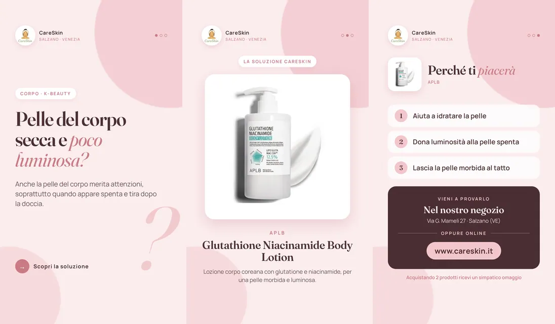 Le 3 storie di APLB Glutathione Niacinamide Body Lotion