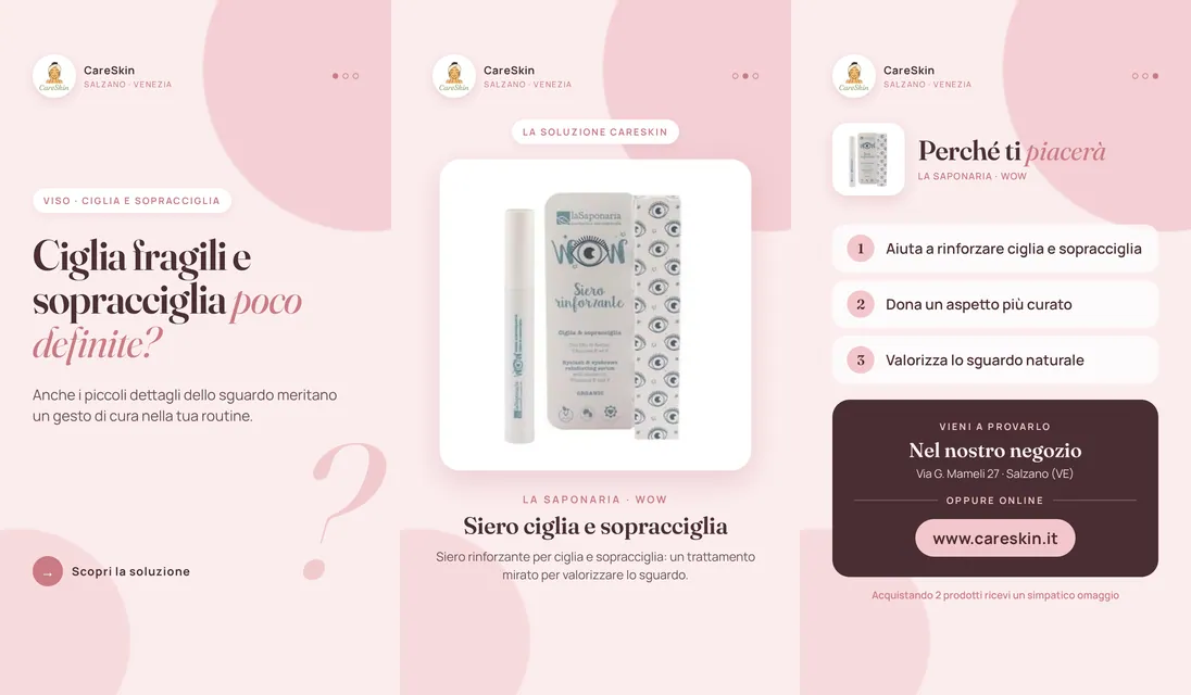 Le 3 storie di La Saponaria · WOW Siero ciglia e sopracciglia