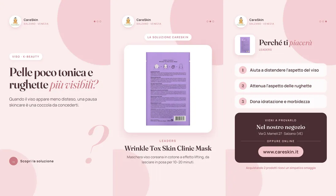 Le 3 storie di Leaders Wrinkle Tox Skin Clinic Mask