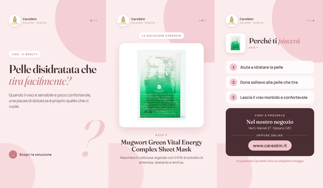 Le 3 storie di AXIS-Y Mugwort Green Vital Energy Complex Sheet Mask