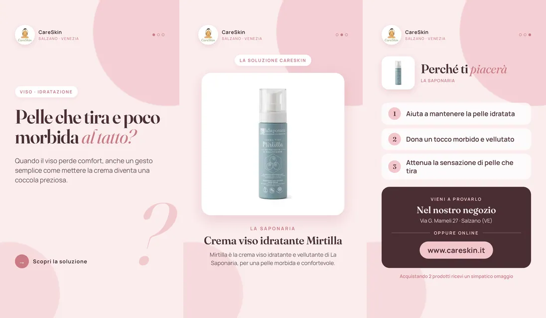 Le 3 storie di La Saponaria Crema viso idratante Mirtilla