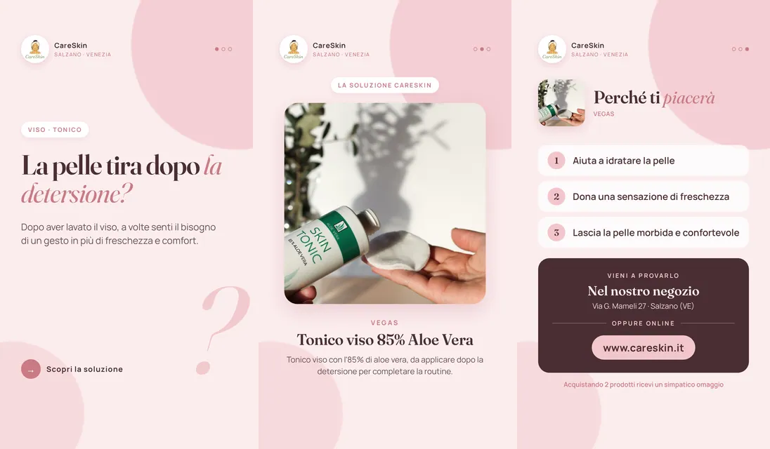 Le 3 storie di Vegas Tonico viso 85% Aloe Vera