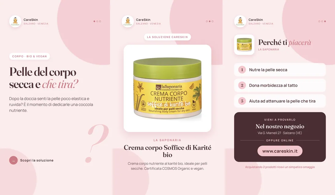 Le 3 storie di La Saponaria Crema corpo Soffice di Karité bio