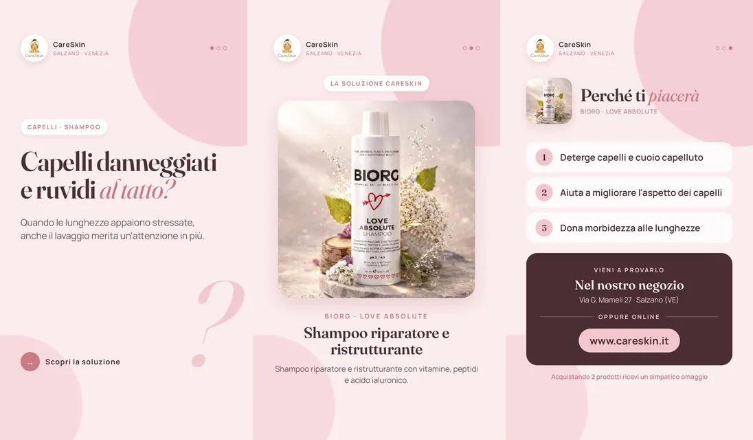 Le 3 storie di Biorg · Love Absolute Shampoo riparatore e ristrutturante