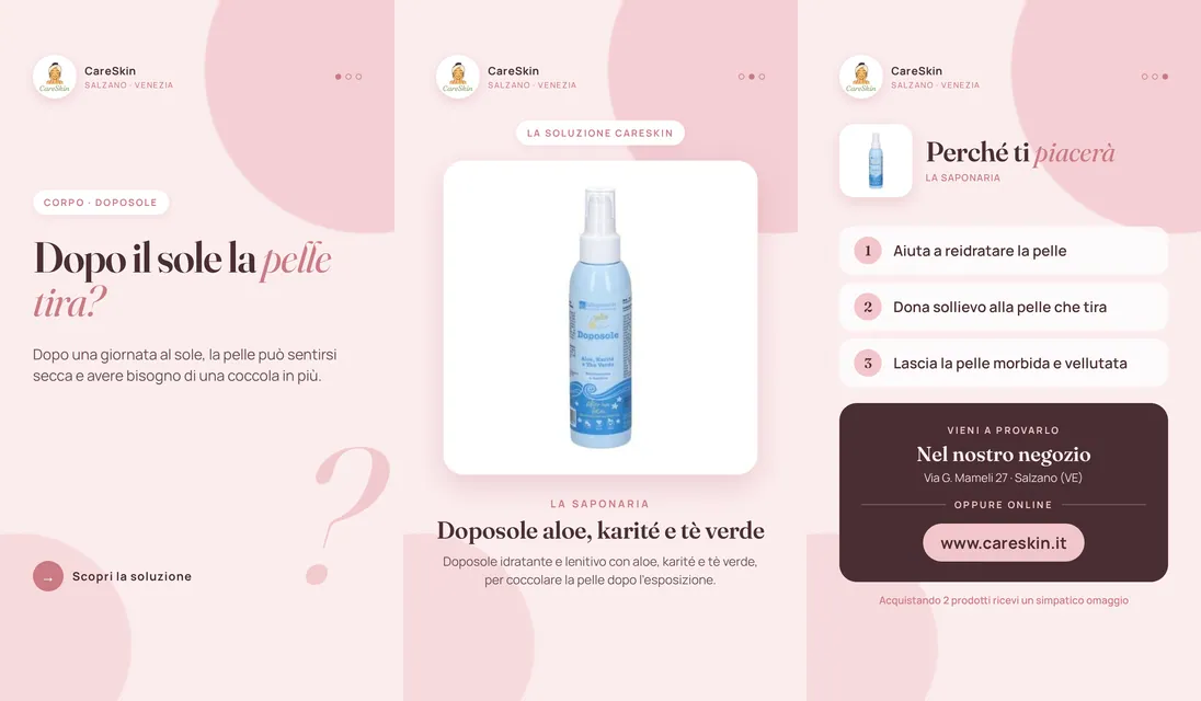 Le 3 storie di La Saponaria Doposole aloe, karité e tè verde