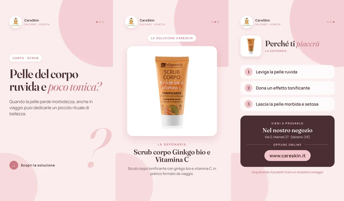 Le 3 storie di La Saponaria Scrub corpo Ginkgo bio e Vitamina C