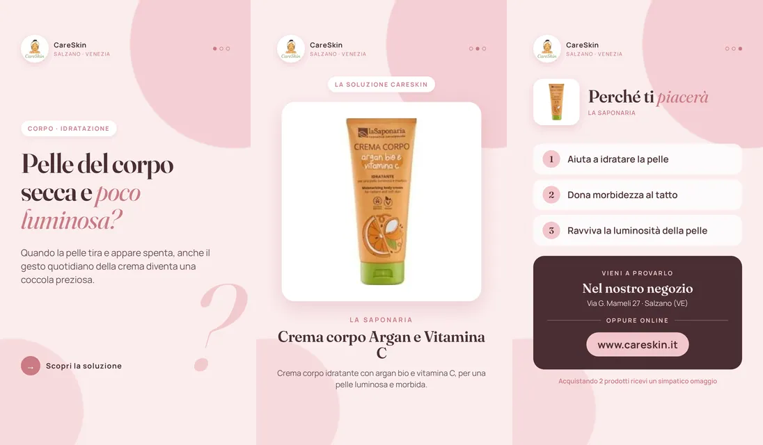 Le 3 storie di La Saponaria Crema corpo Argan e Vitamina C