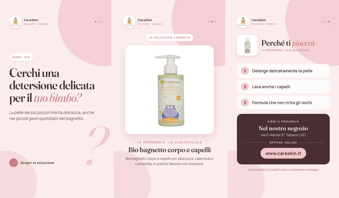 Le 3 storie di La Saponaria · Le Albicoccole Bio bagnetto corpo e capelli