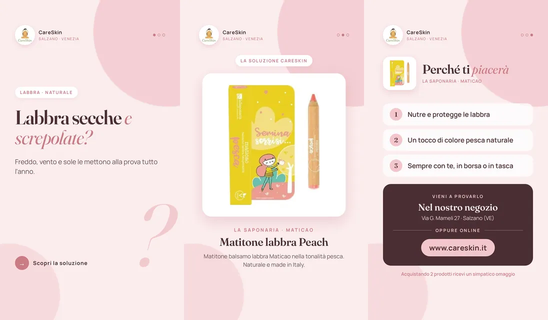Le 3 storie di La Saponaria · Maticao Matitone labbra Peach