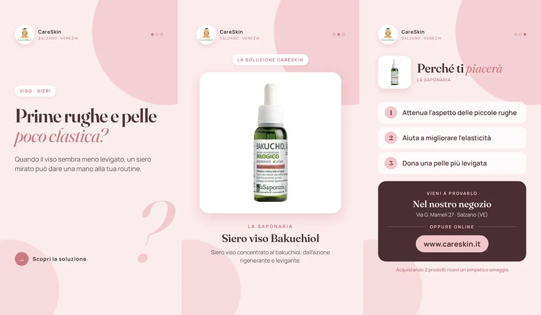 Le 3 storie di La Saponaria Siero viso Bakuchiol