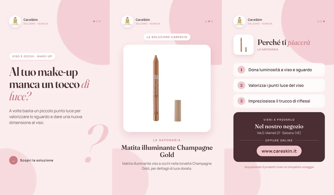 Le 3 storie di La Saponaria Matita illuminante Champagne Gold