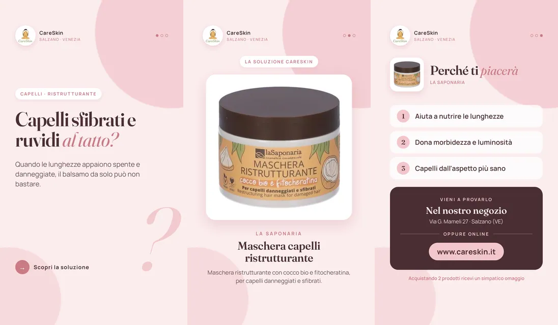 Le 3 storie di La Saponaria Maschera capelli ristrutturante