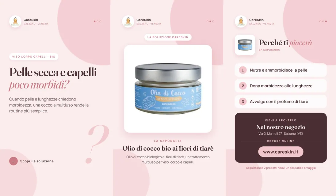 Le 3 storie di La Saponaria Olio di cocco bio ai fiori di tiarè