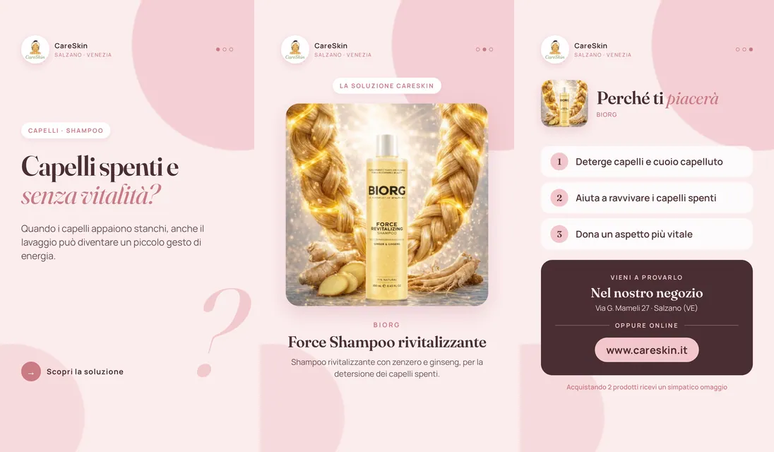 Le 3 storie di Biorg Force Shampoo rivitalizzante